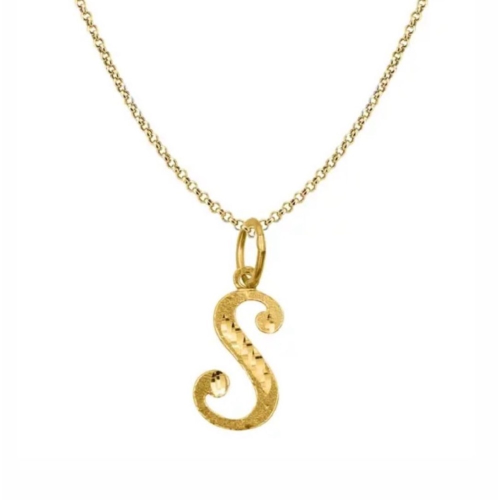 14k yellow gold initial Pendant initial S Pendant only